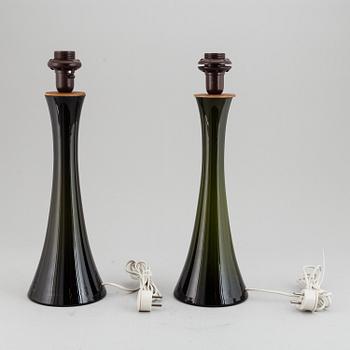 A pair of Bergboms glass table lamps, 20th Century.