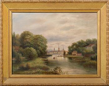 ERNFRIED WAHLQVIST, olja på duk, "Långholmen". Signerad och daterad 1890.