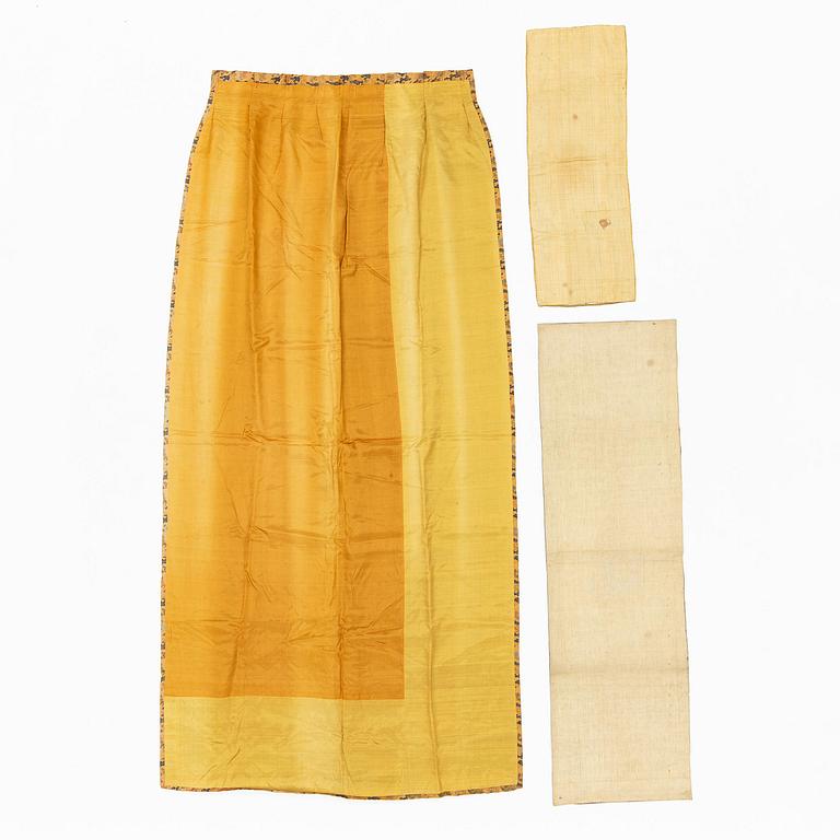 A group of three silk textiles, Qing dynasty.