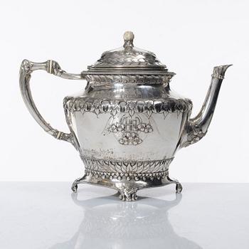 Jugend/Art Nouveau, CG Hallberg, tekanna, silver, jugend, Stockholm 1902.