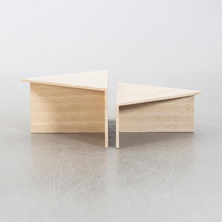 A travertin 2 pcs coffetable.