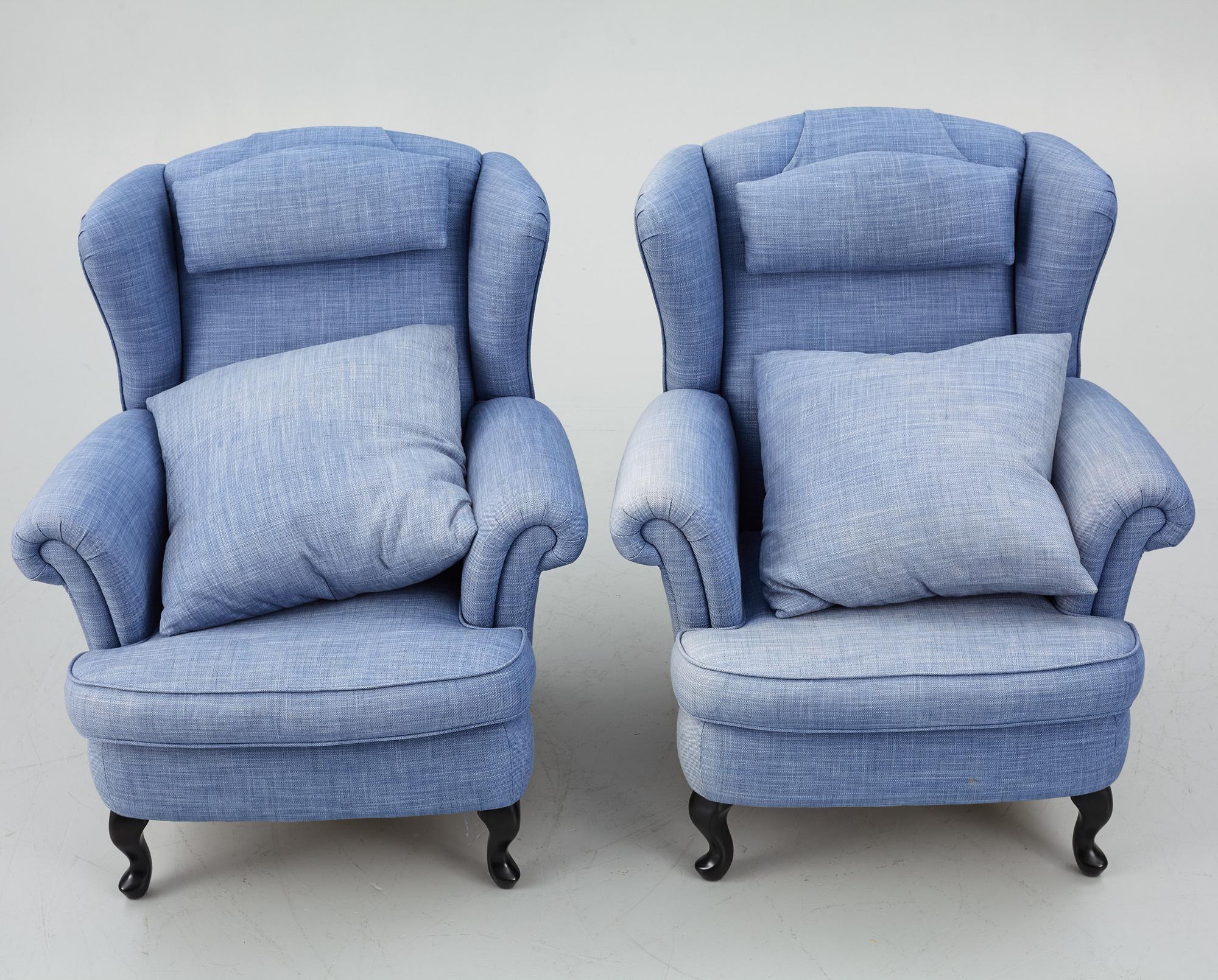 Fåtöljer ett par, med fotpallar, Bröderna Andersson.