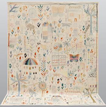 A carpet, embroided flat weave, ca 230 x 173 cm.