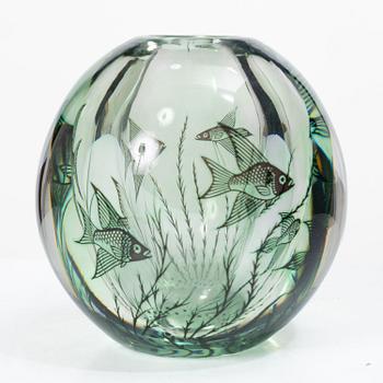 Edward Hald, a Fish Graal vase, Orrefors.