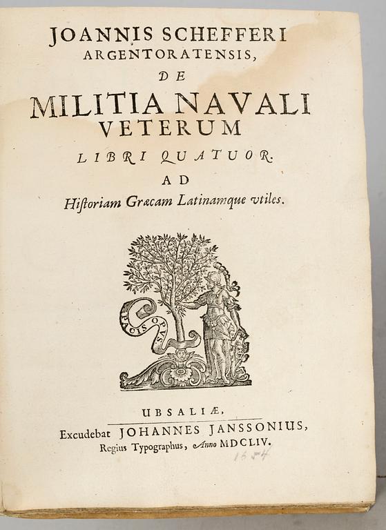 BOK, "De Militia Navali Veterum" av Johannes Schefferus, Uppsala 1654.