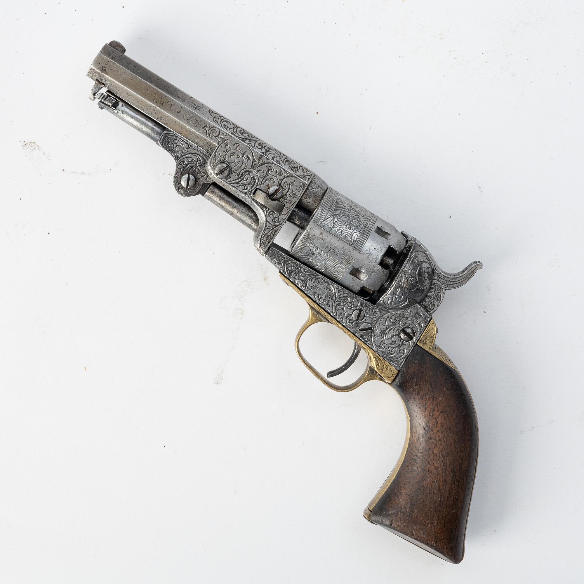 A Colt 1849 pocket percussion revolver, no 68741 for 1853.