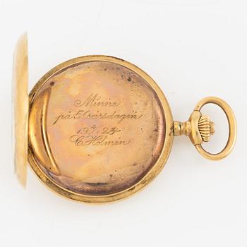 Pocket watch, 18K gold, hunter, 49,5 mm.