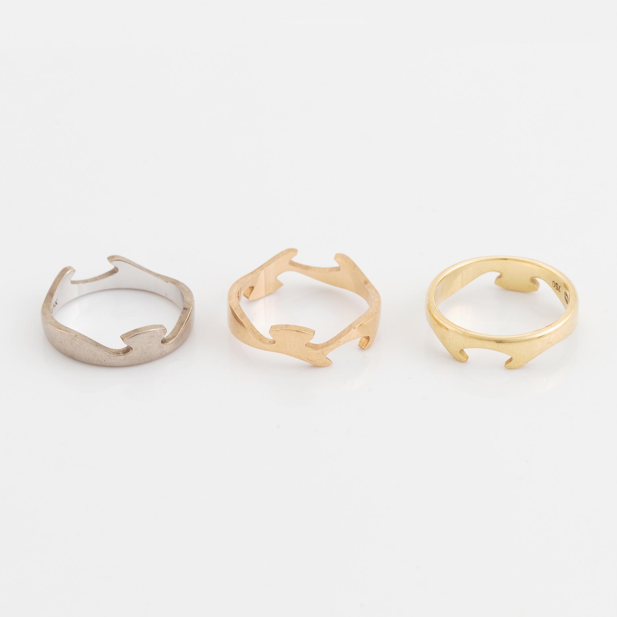 Georg Jensen, "Fusion". Rings 3 pieces, 18K gold, Nina Koppel.