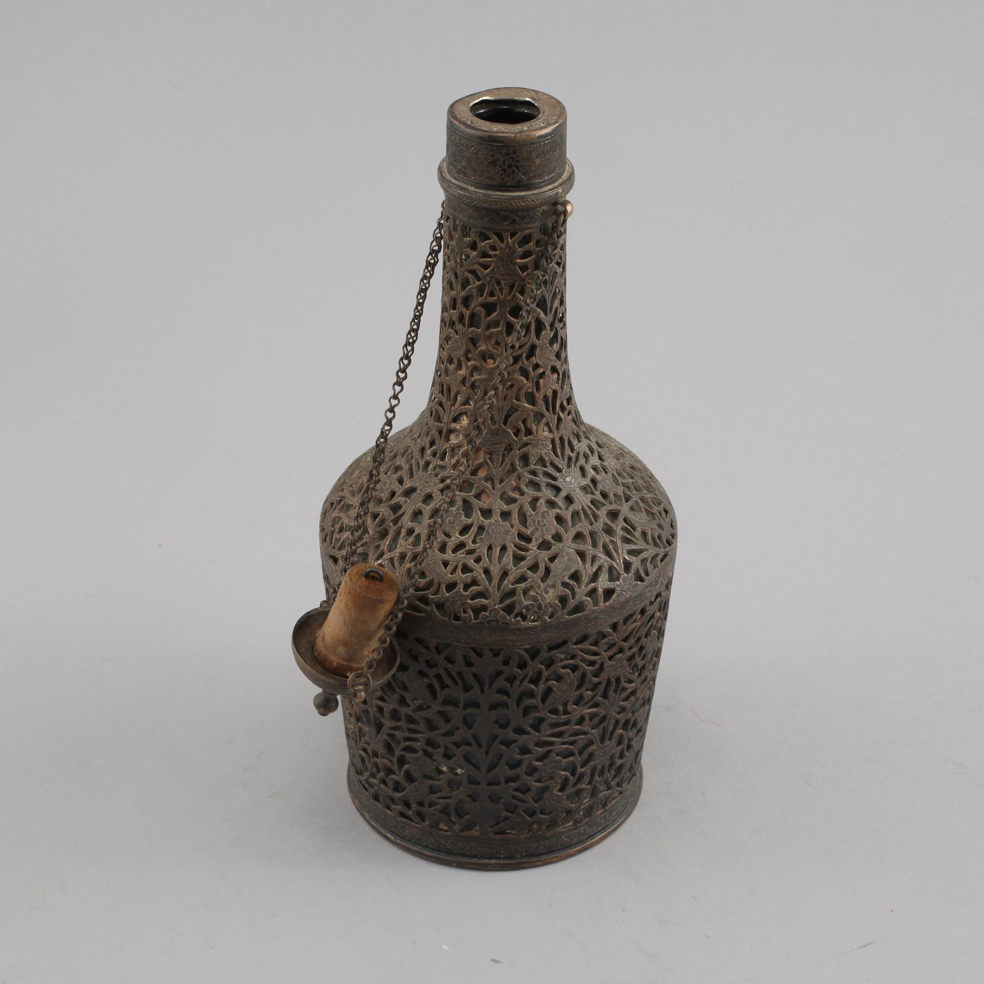 FLASKA, silver, orientalisk, 1900-tal.