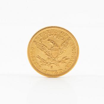 Gold coin 5 dollars USA 1901.