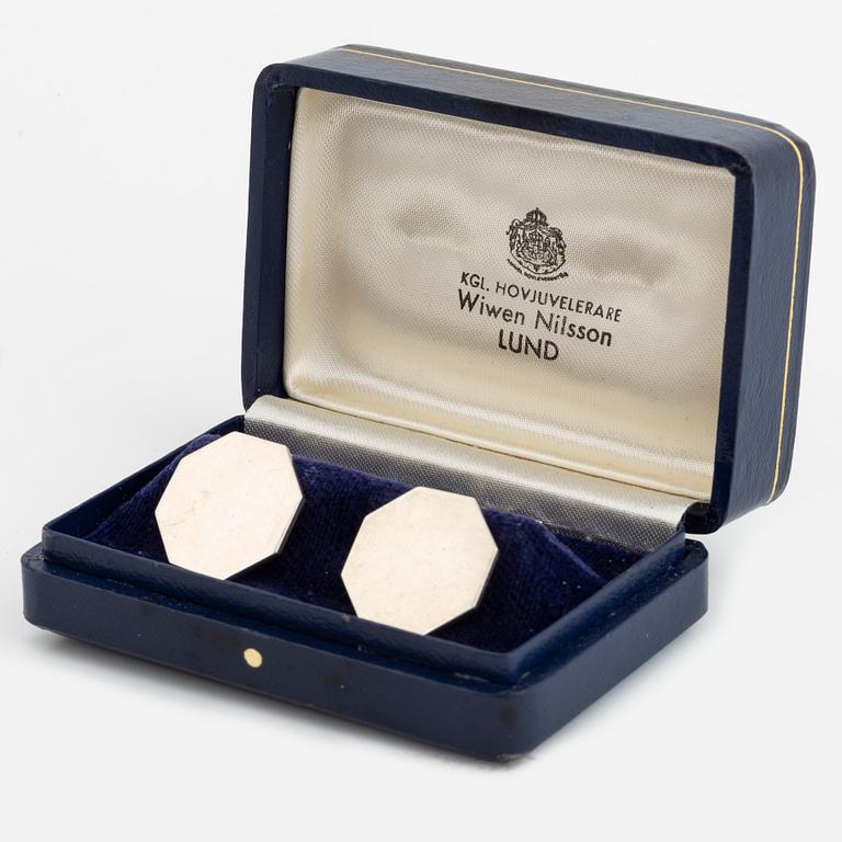 WIWEN NILSSON, manschettknappar, silver, med etui.