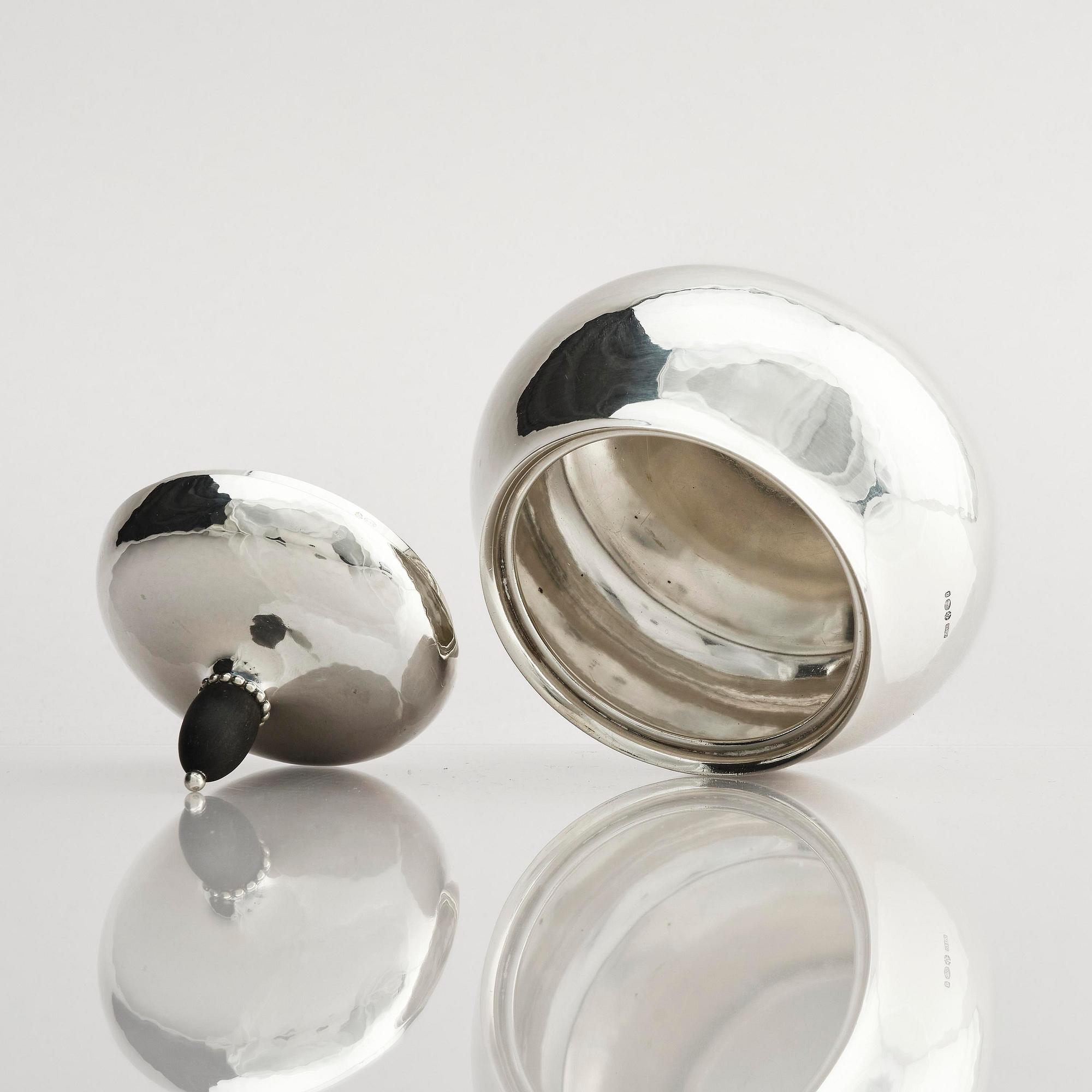 Georg Jensen, a sterling silver three-piece coffee set, Copenhagen, Denmark, after 1945, design no 80B and 80C.