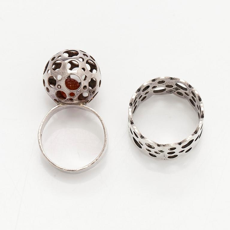 Liisa Vitali, Rings, 2 pcs, silver, Westerback, Helsinki, 1970s.