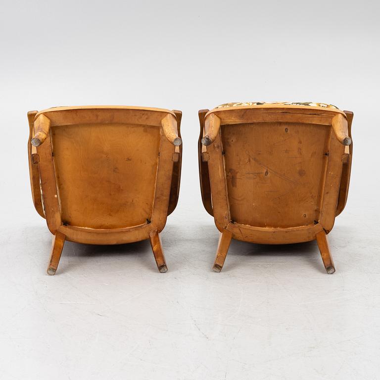 Einari Kyöstilä, fåtöljer, ett par, Oy Stockmann Ab, Kervo Snickerifabrik, Finland, 1940-tal.