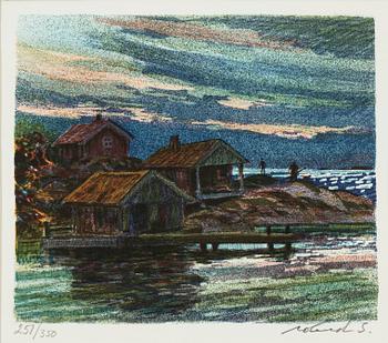 Roland Svensson, färglitografi, signerad och numrerad 251/350.