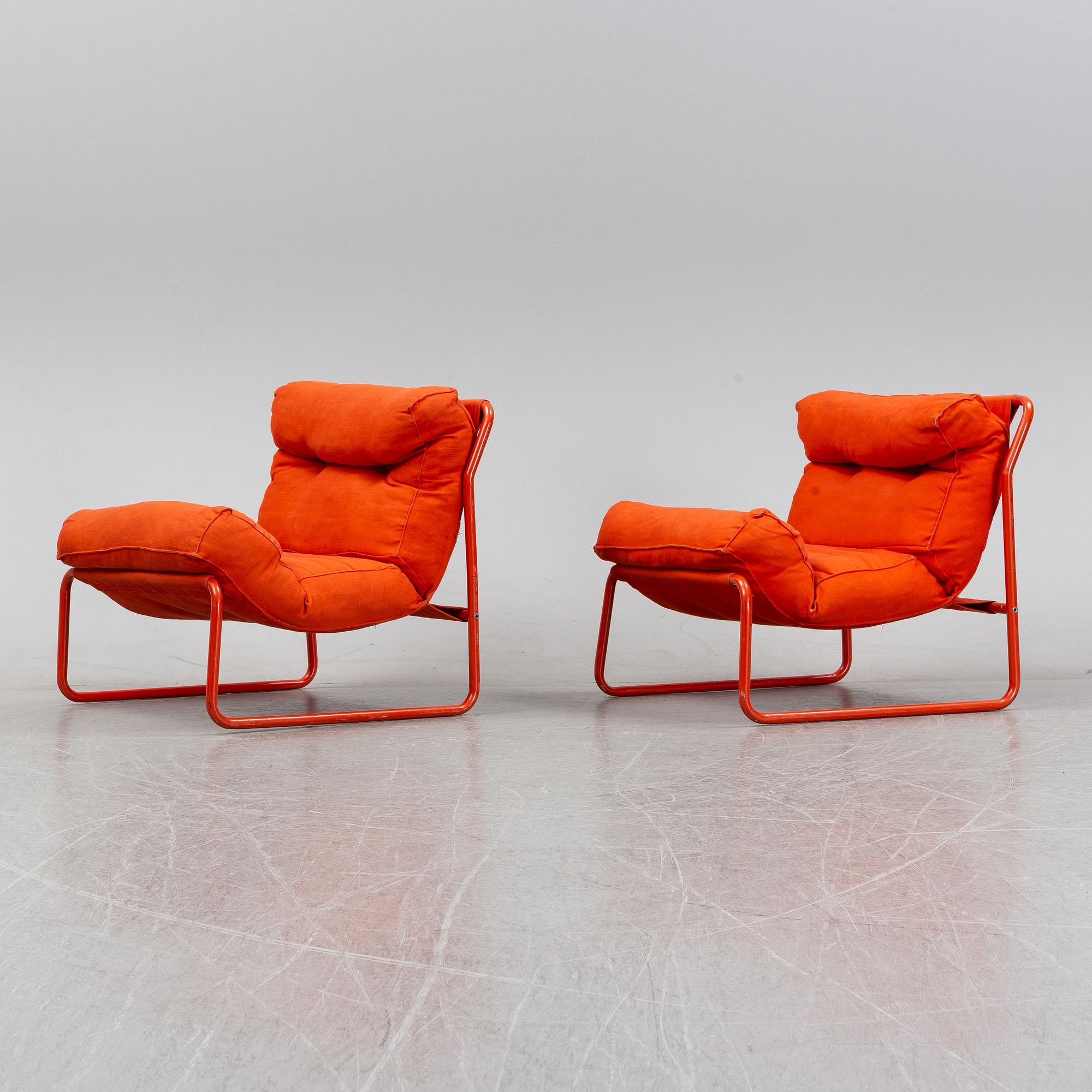 Gillis Lundgren, a pair of 'Dixi' armchairs, IKEA, launched 1973.