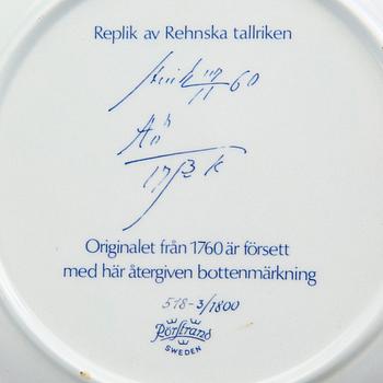 A set of 7+2 plates "Rehnska mönstret" Rörstrand numbered.