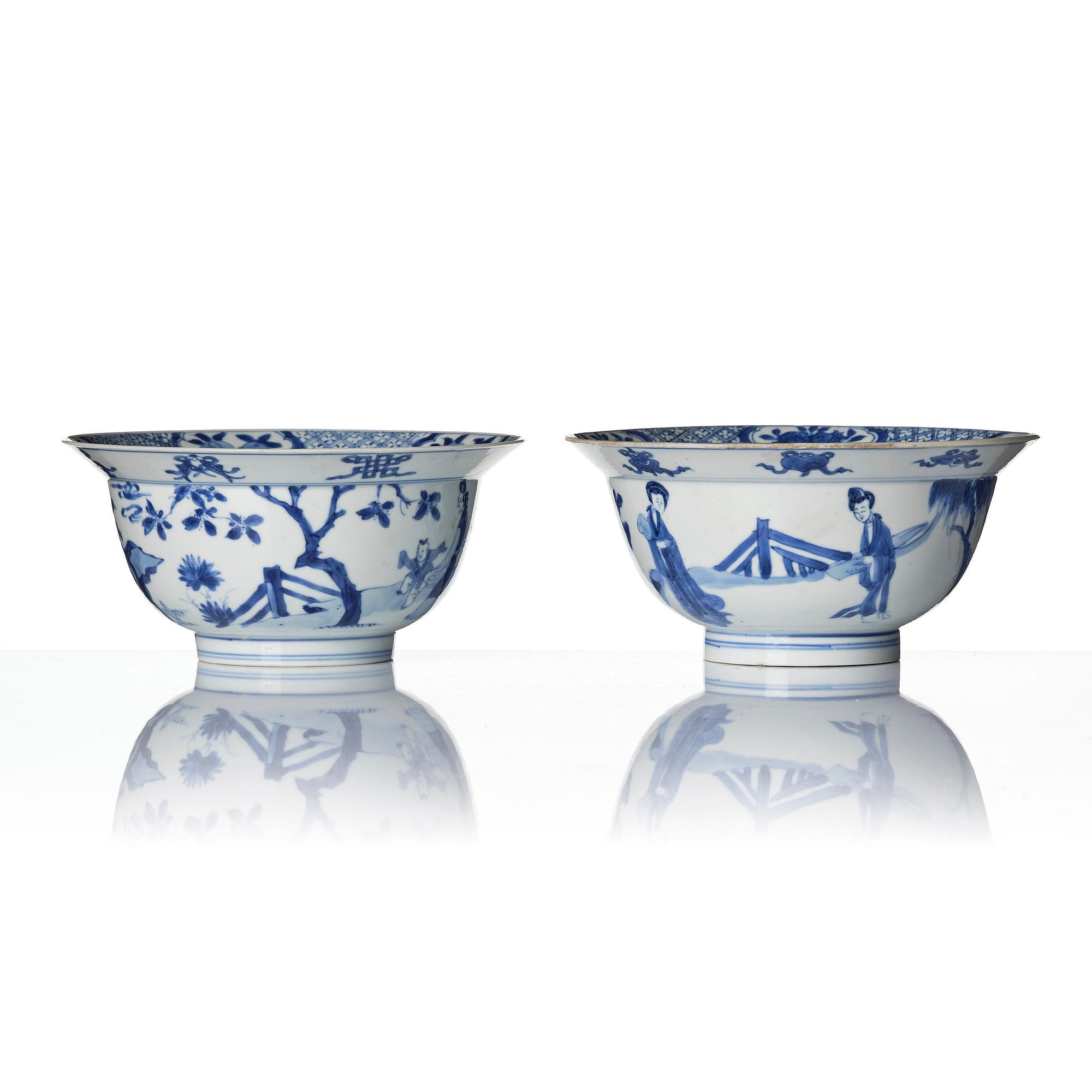 Skålar, ett par, porslin. Qingdynastin, Kangxi (1662-1722).