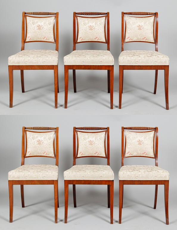 SALONGSMÖBEL, 7 delar, senempire, 1800-talets första hälft.