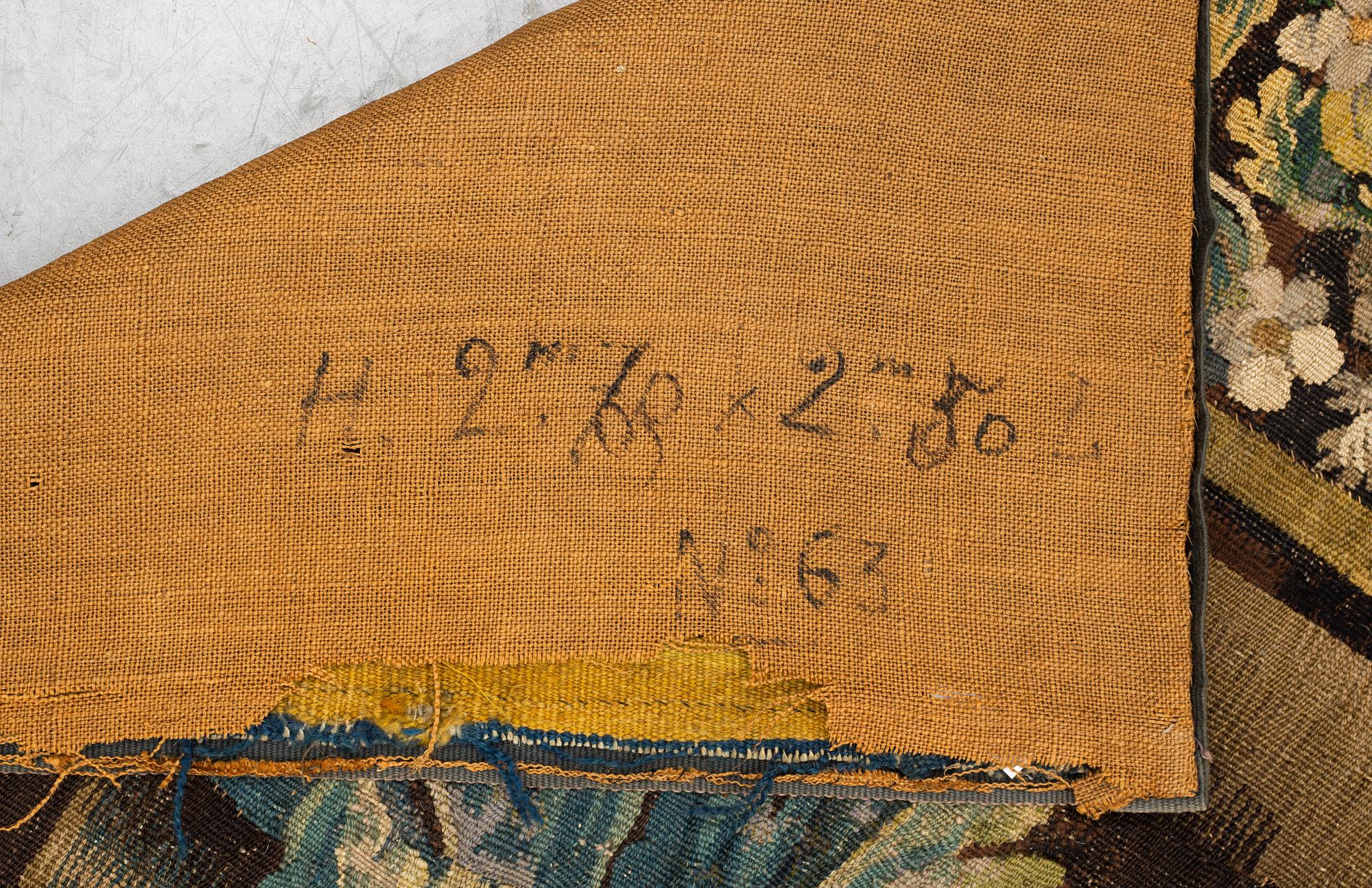 Vävd tapet, "Verdure, gobelängteknik. 267,5-269,5 x 247-256 cm, Flandern 1600-tal.
