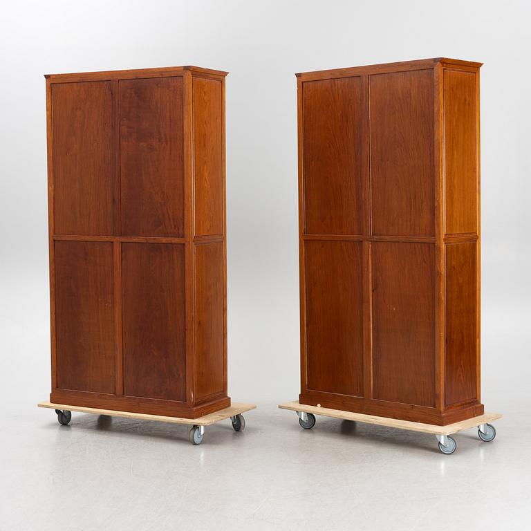 Bookcases, a pair, crafted by cabinetmakers in Hong Kong.