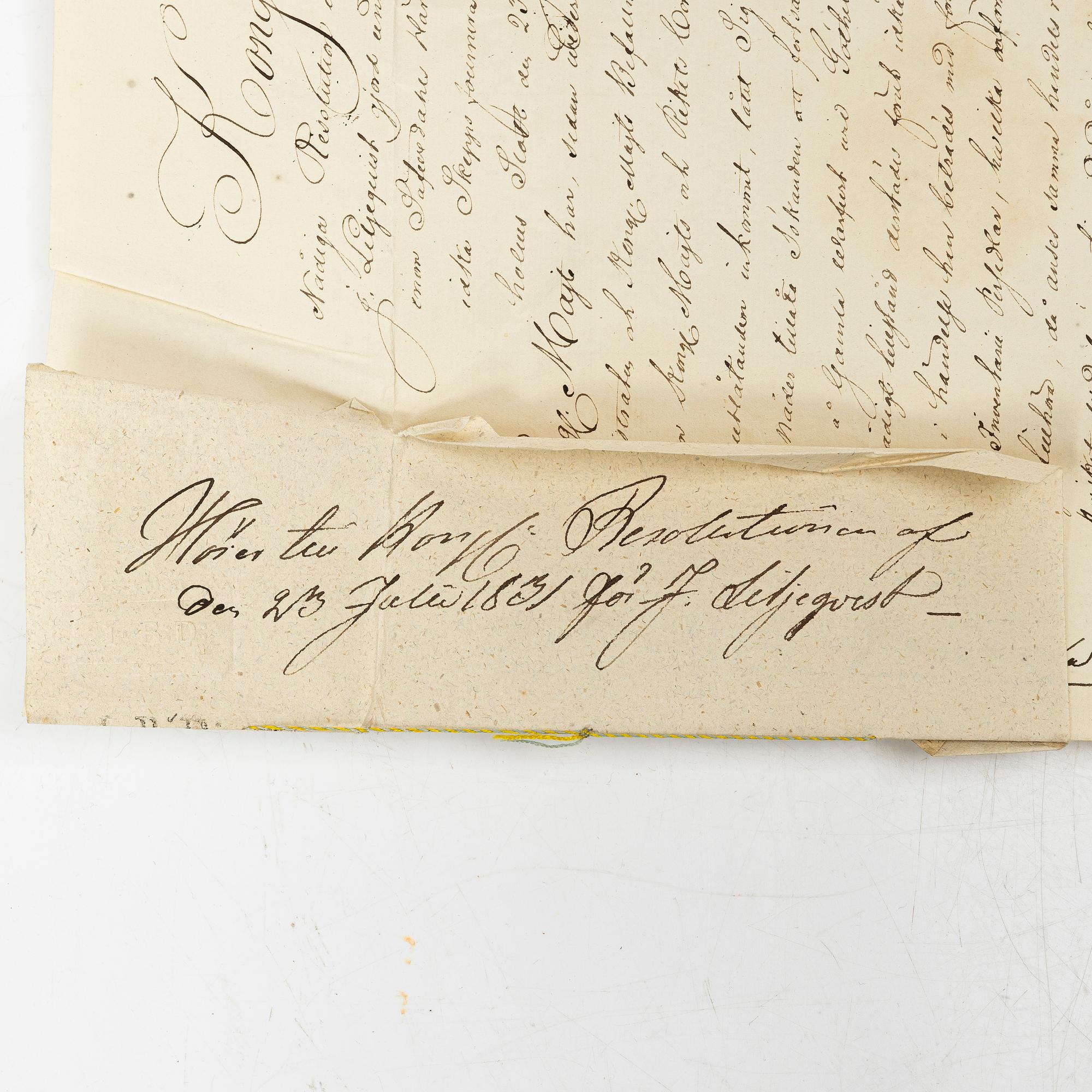 Kungligt brev, signerat Carl XIV Johan, 1831.