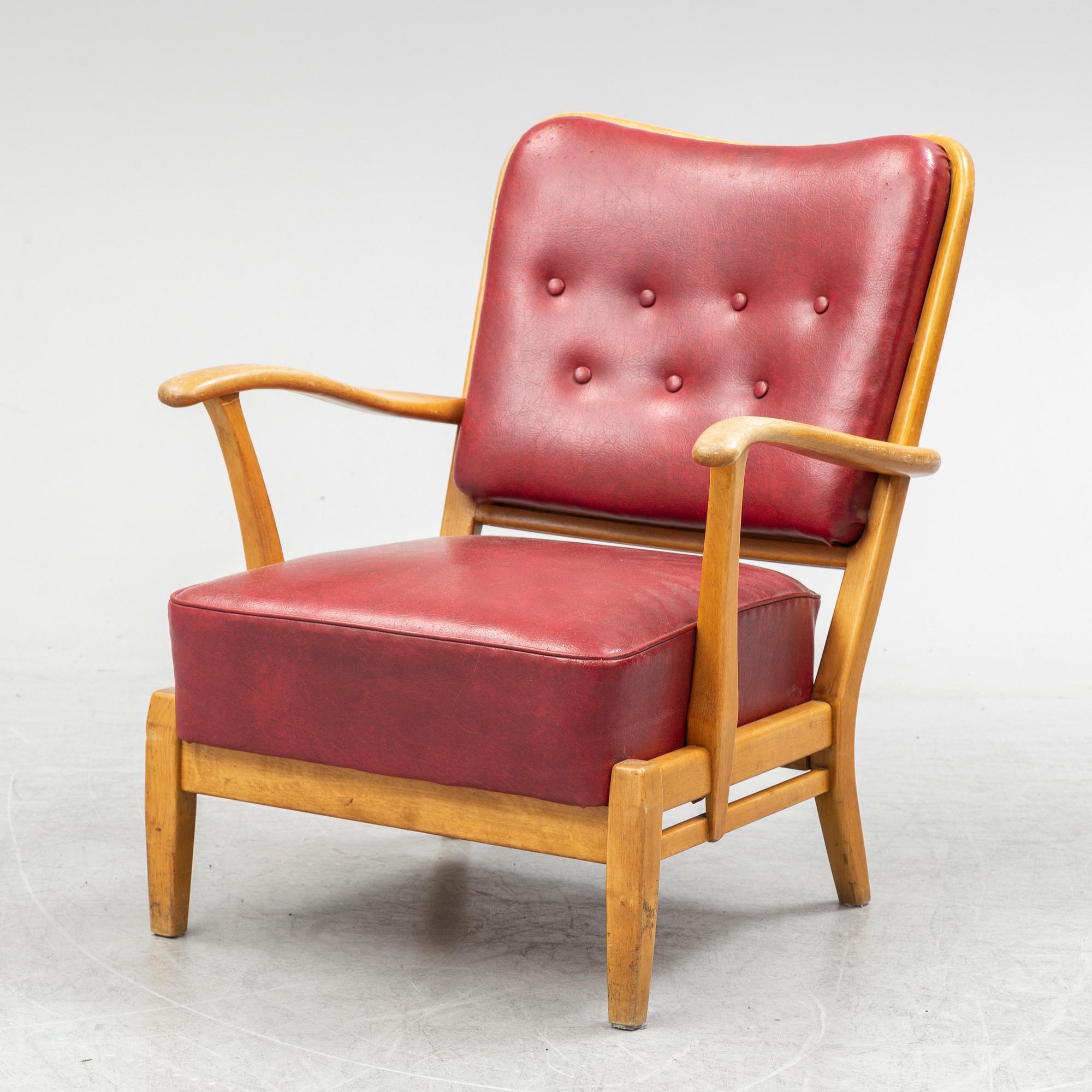 AXEL LARSSON, a Swedish Modern birch easy chair, åtölj, Swedish Modern, Svenska Möbelfabrikerna, Bodafors, 1940's.