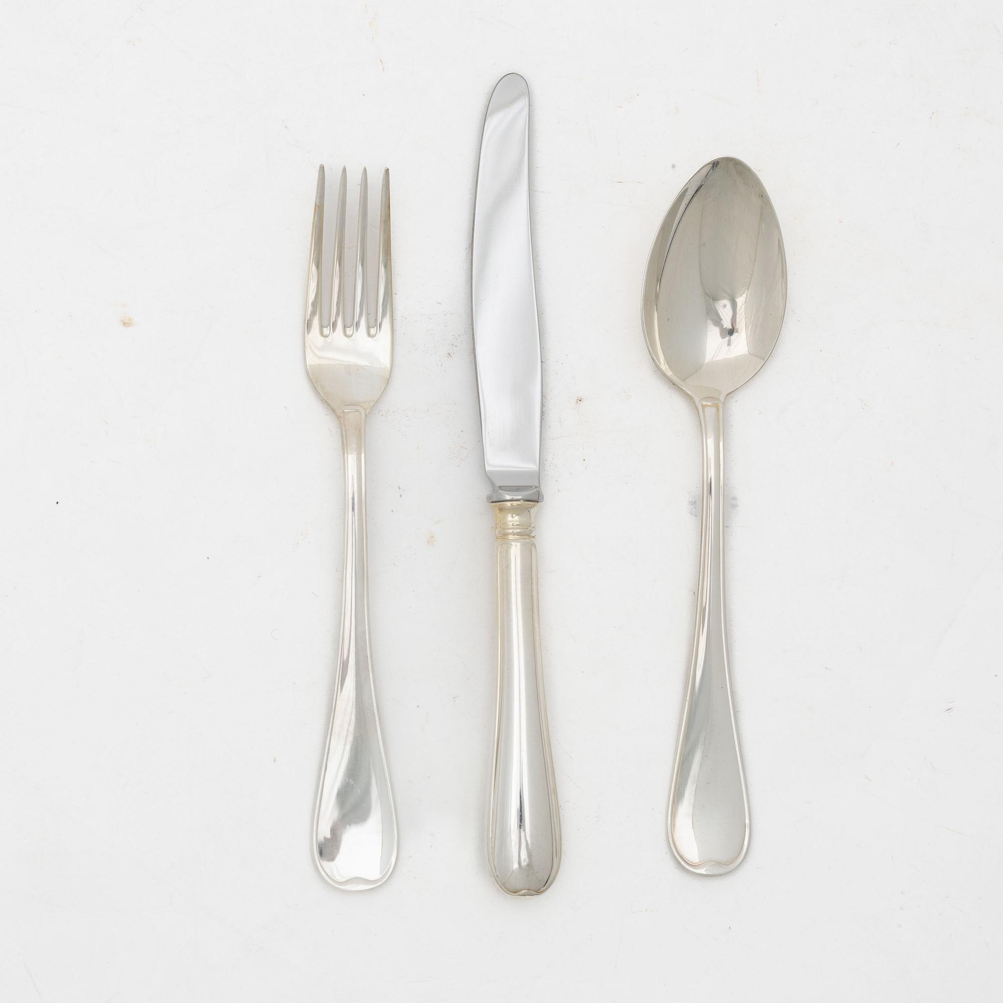 Bestickservis, 24 delar, silver, modell "Svensk rund", GAB, Eskilstuna, 2003-2005.