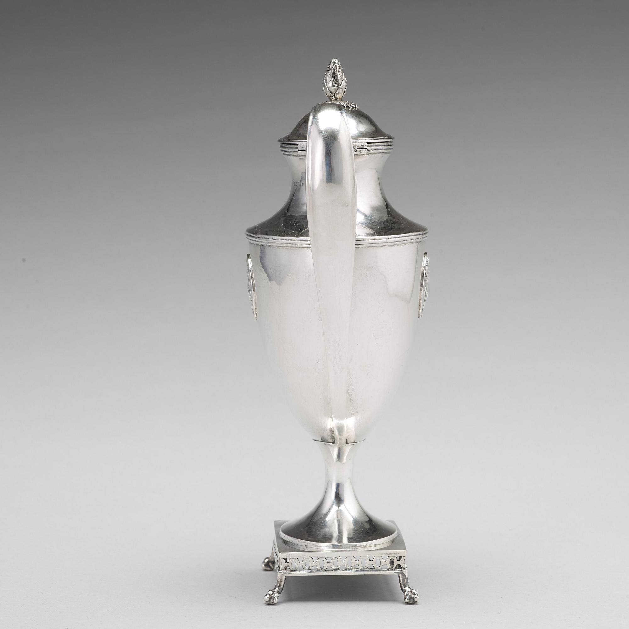 Petter Eneroth, kaffekanna, silver, Stockholm 1798, gustaviansk.