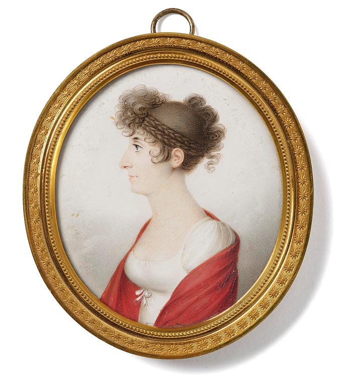 Jacob Axel Gillberg, Young woman with red scarf (Miss Skönborg).