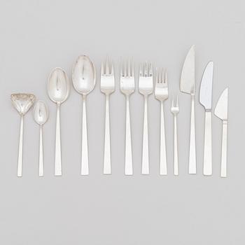 Bertel Gardberg, a 110-piece set of "Birgitta" silver cutlery, marked BG, Hopeatehdas oy, Helsinki 1956-65.