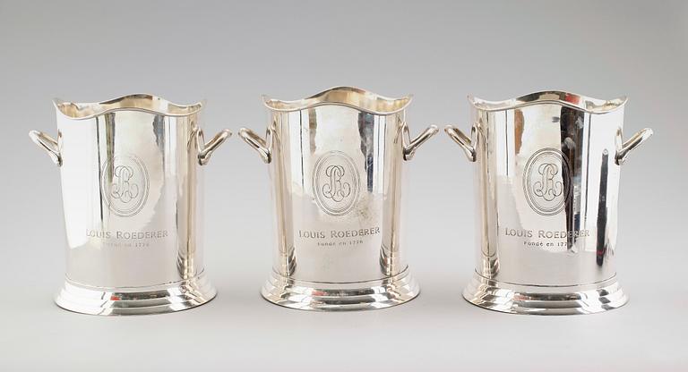 CHAMPAGNEKYLARE, 3 st, nysilver, 1900-/2000-tal.