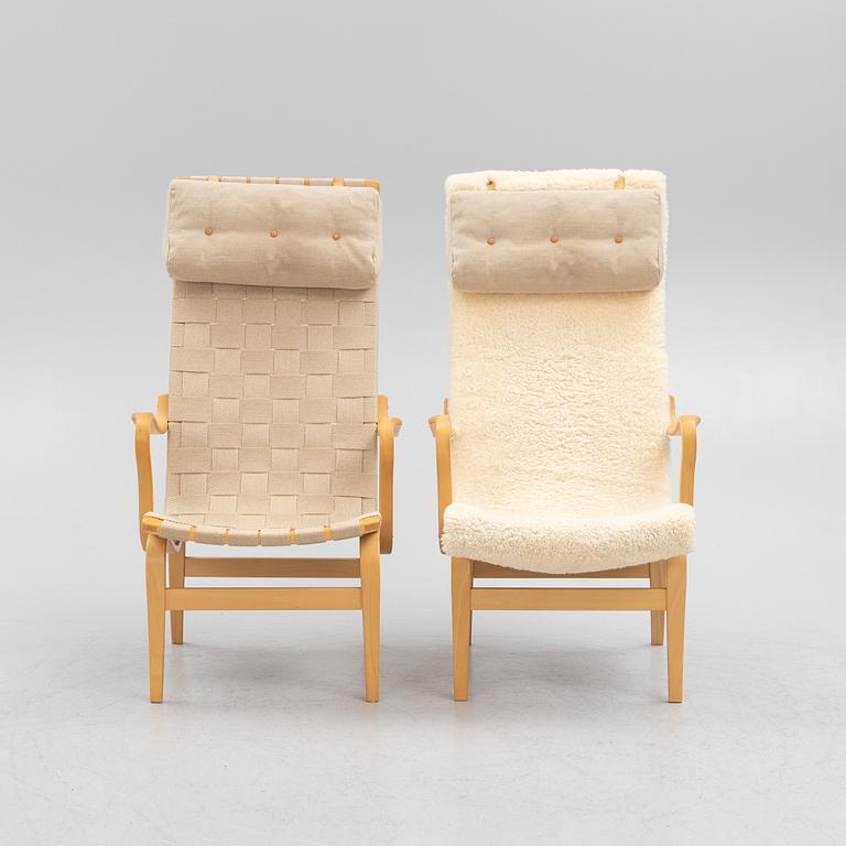 Bruno Mathsson,  fåtöljer, ett par, ”Eva hög”, Dux, 1900-talets slut.