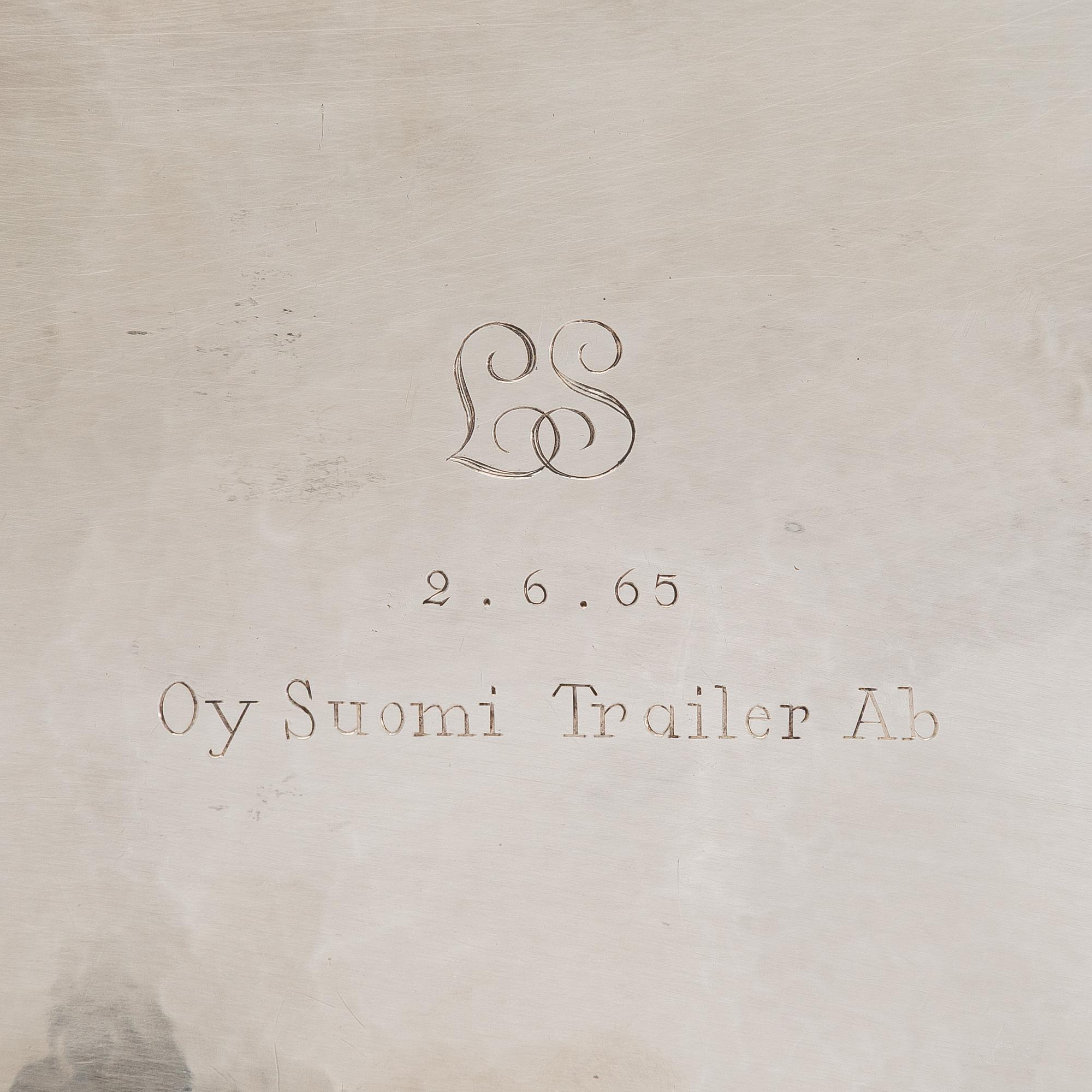 Tapio Wirkkala, leipäkori, hopea ja palisanteri, TW 185, Kultakeskus, Hämeenlinna 1964.