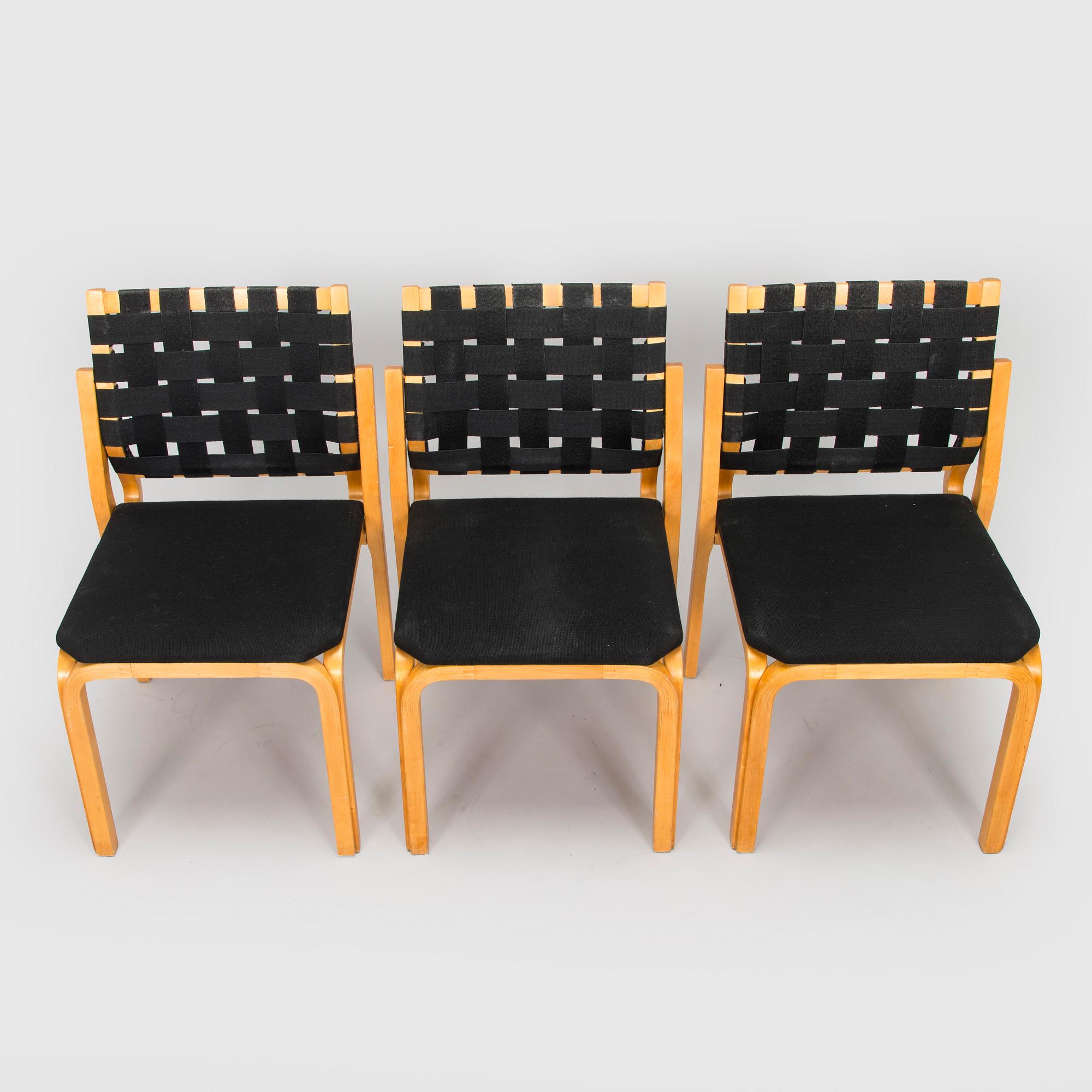 Alvar Aalto, stolar, 3 st, modell 612, Artek 1900-talets mitt.