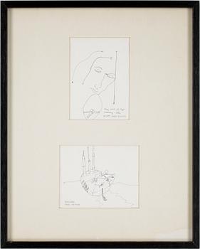 HANS VIKSTEN, 2 st tuschteckningar, samramade, sign o dat 75.