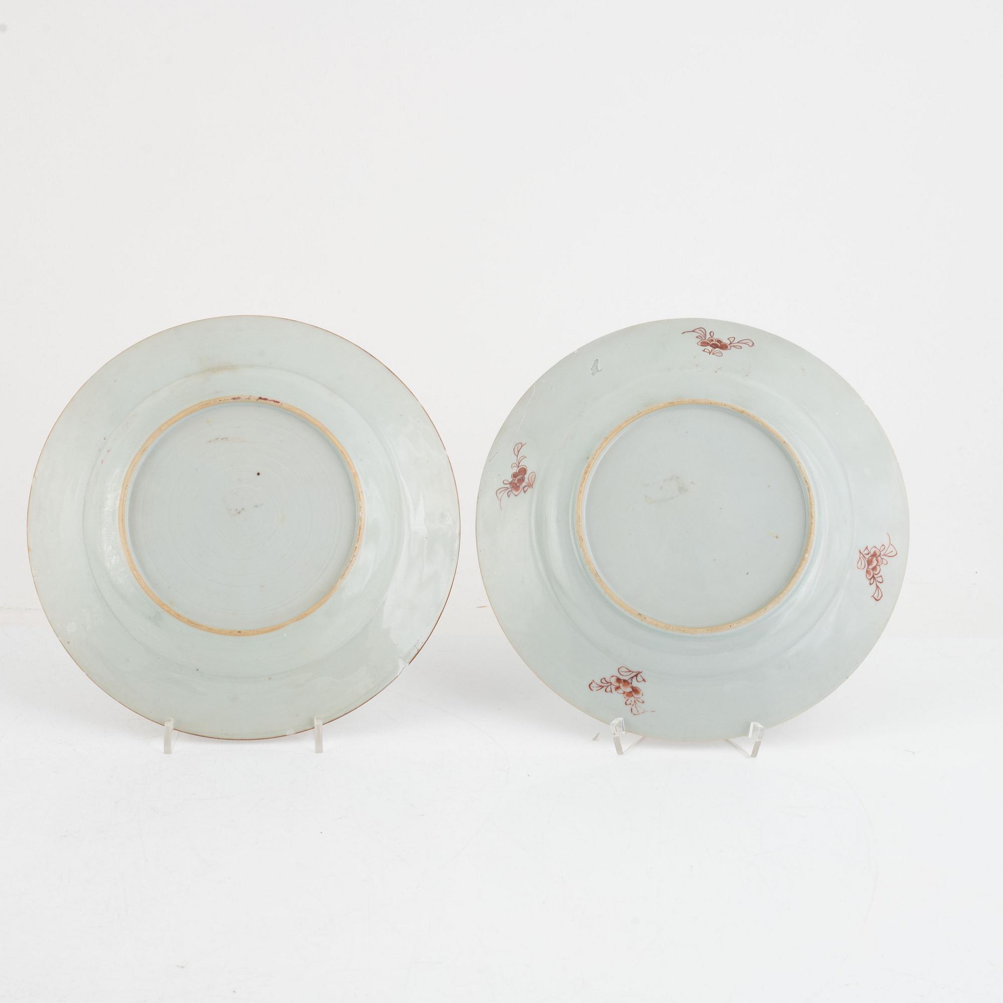 Tallrikar, 6 st, porslin, Kina, qingdynastin, 1700-tal,