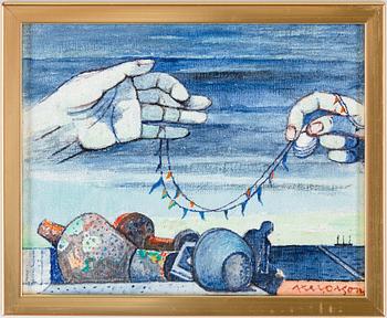 Axel Olson, oil on canvas/panel, signed.