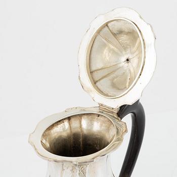 A three-piece silver coffee set, Swedish import mark, mid 20th century.