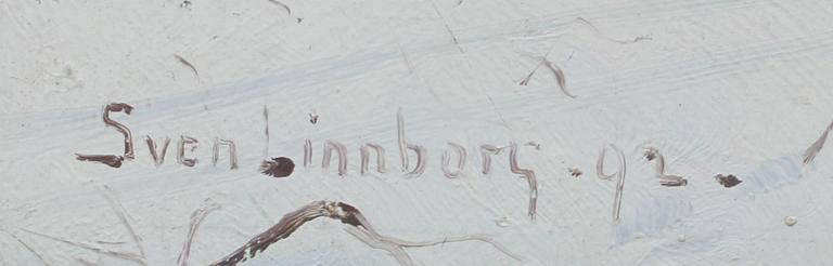 SVEN LINNBORG, olja på pannå, sign o dat -92.