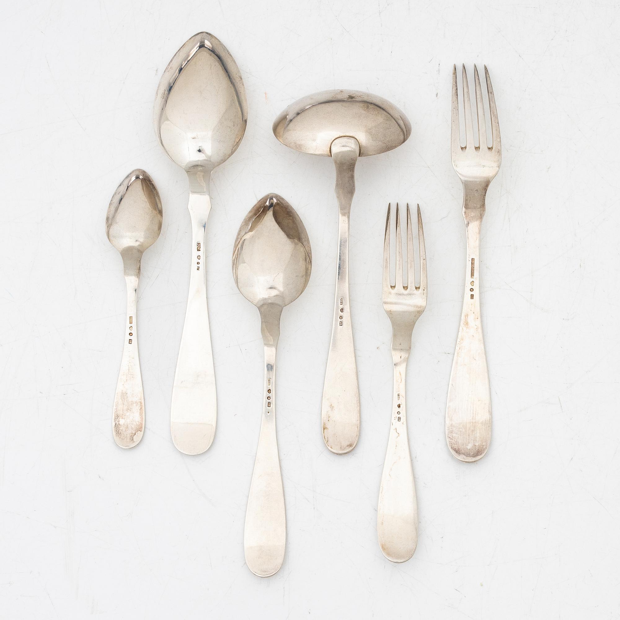Jacob Engelberth Torsk, 55 pieces of silver cutlery, Stockholm, 1899-1916.