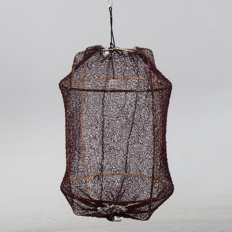 A 'Z1 Black' bamboo and sisal net ceiling light, Ay Illuminate.