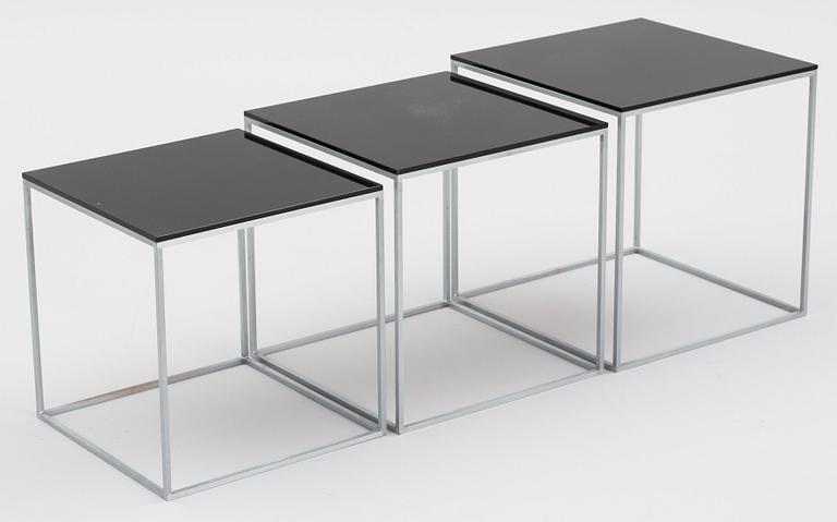 A Poul Kjaerholm 'PK-71' set of occasional tables, Fritz Hansen, Denmark.