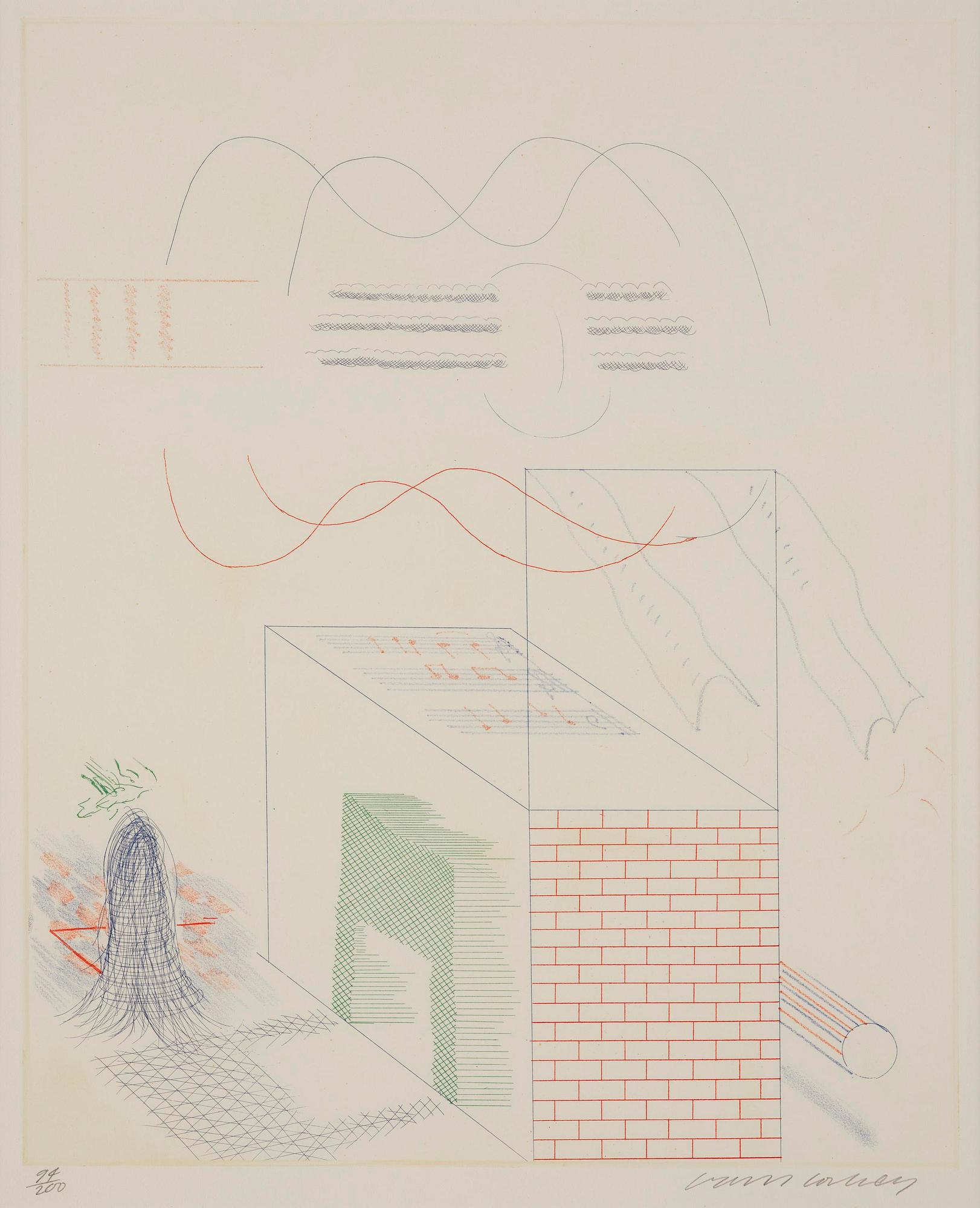 David Hockney, “The Buzzing of the Blue Guitar”, from: The Blue Guitar.