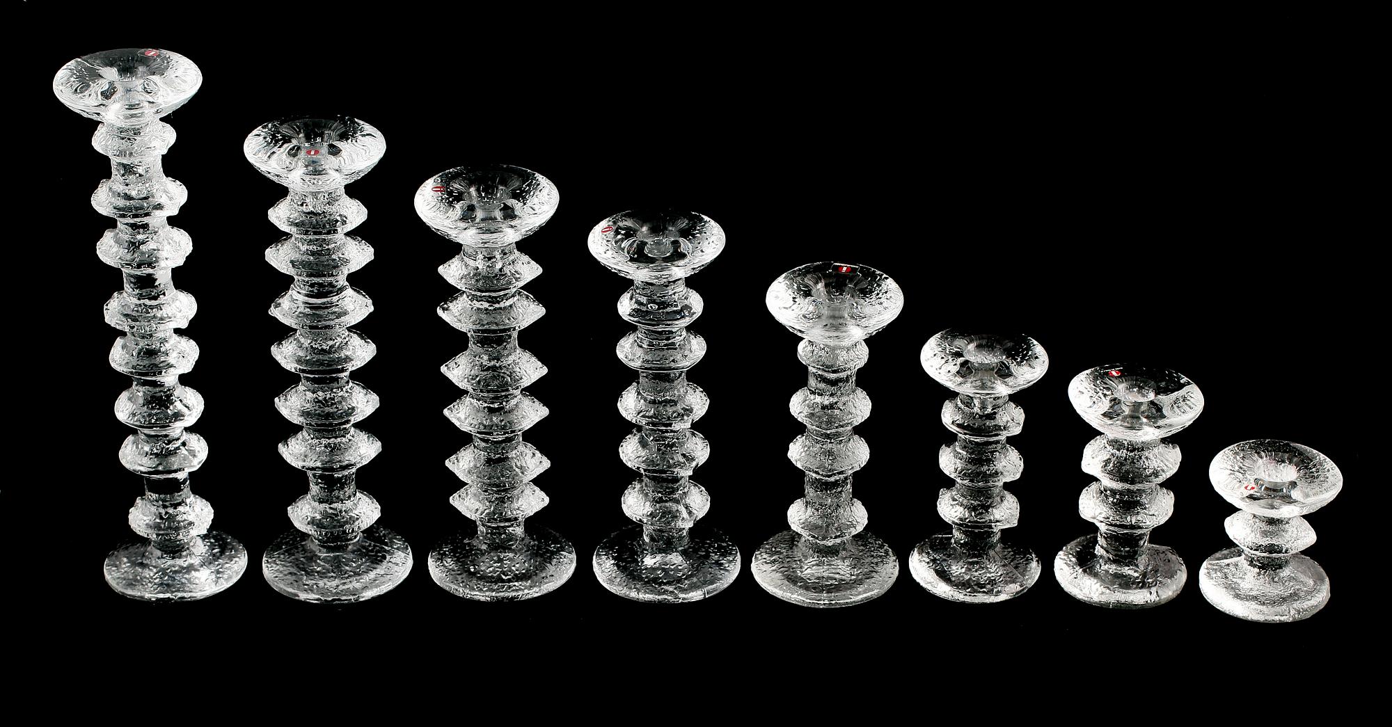 LJUSSTAKAR, glas, 8 st, "Festivo", Timo Sarpaneva, Iittala.