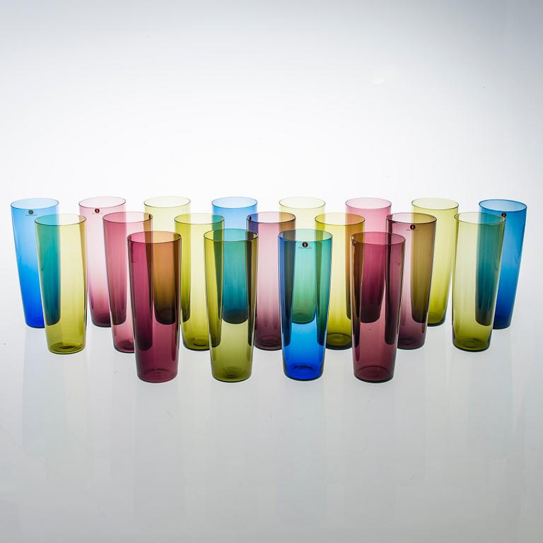 TAPIO WIRKKALA, A 19-piece set of juice glasses, model 2204 for Iittala. In production 1956-1969.