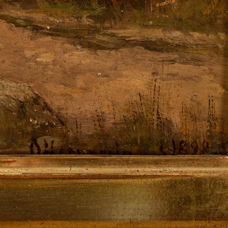 OLOF HERMELIN, olja på pannå, signerad samt daterad 1899.