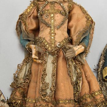 Dolls, 3 pcs, possibly Italy 18th/19th century.