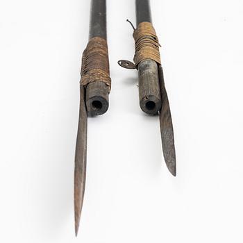 2 blowpipes, probably Dayak, Borneo.