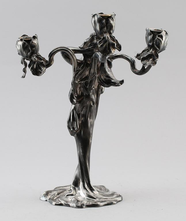 LJUSSTAKE, försilvrad metall, Claude Bonnefond, 1900-talets början.